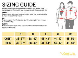 Sizing guide to make sure the Volt Heated Vest fits perfect