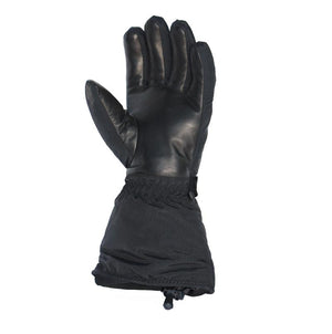 Heated ski glove with a leather palm