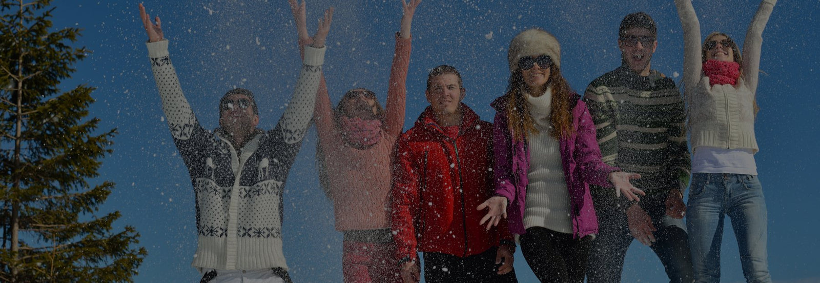 Group of people enjoying winter outdoors wearing Volt heated clothing