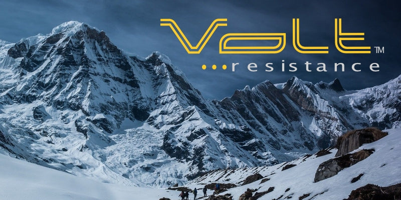 volt resistance logo for volt heated clothing on mountain back drop