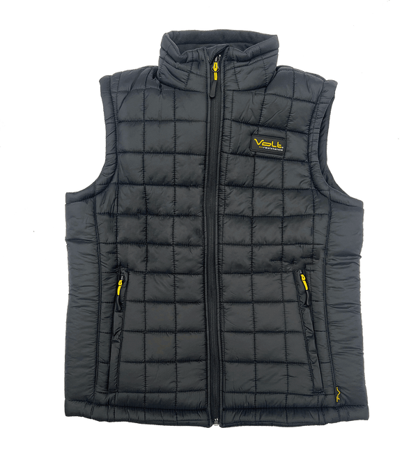 womens puffy heated insulated battery electric heated vest black front
