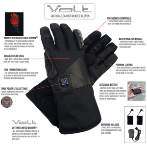7v tactical leather rechargeable battery powered electric warming gloves from volt for raynauds