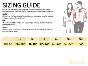 Sizing guide to make sure the Volt Heated garments fits perfect