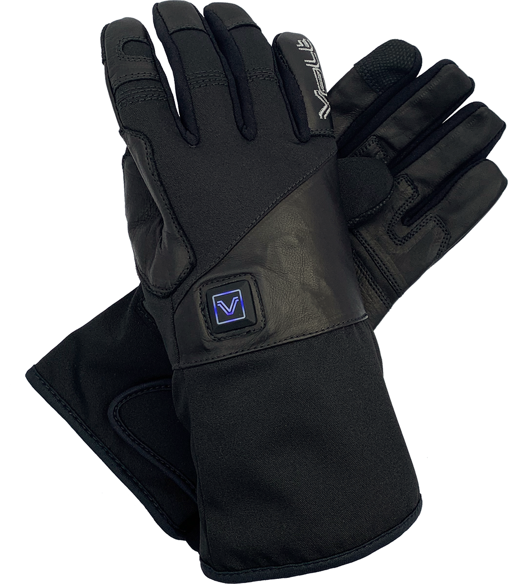Volt Tactical Leather rechargeable battery powered electric Heated Gloves from volt pair with blue power level setting