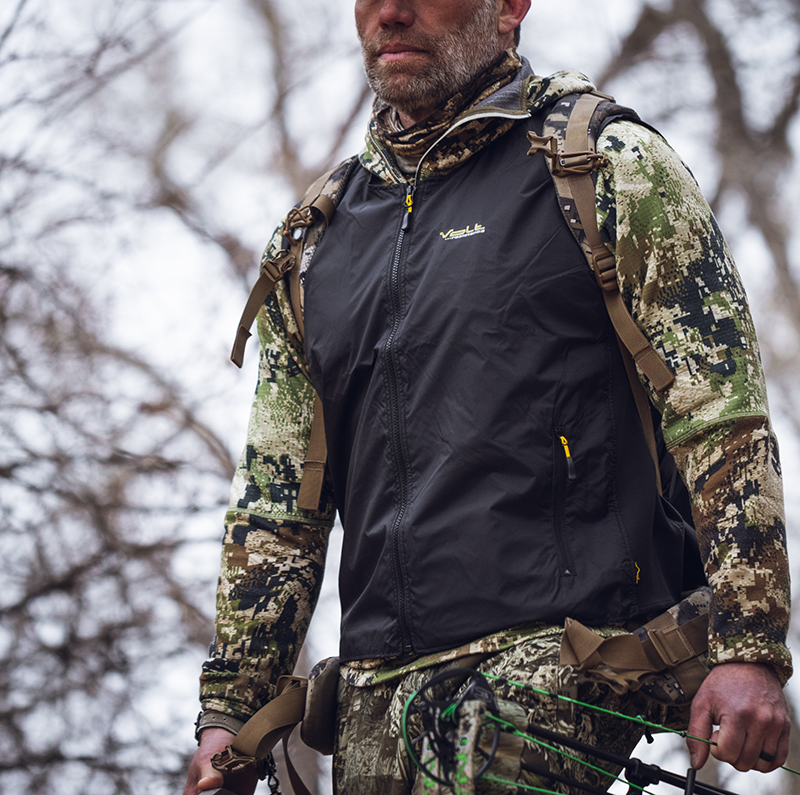 Volt rechargeable battery powered Heated Vest Liner use for bow hunting in the cold