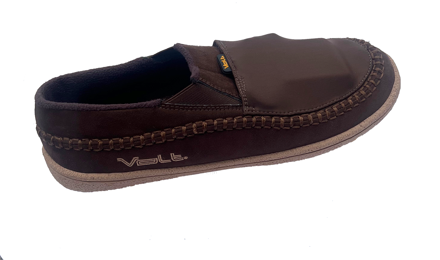 Volt Camp Heated Slippers slip on side view to warm cold feet