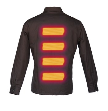 OUTFITTER 5v Heated Jacket By Volt has 4 heat panels going down the center of the back